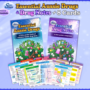 Essential Aussie Drugs & Drug Notes 3rd Ed + 8 Nursing Reference Cards Combo AU